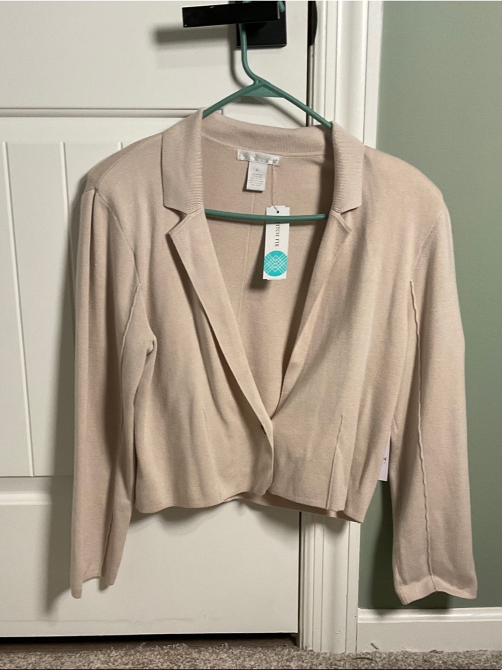 Design History Cropped Blazer Jacket in Light Beige